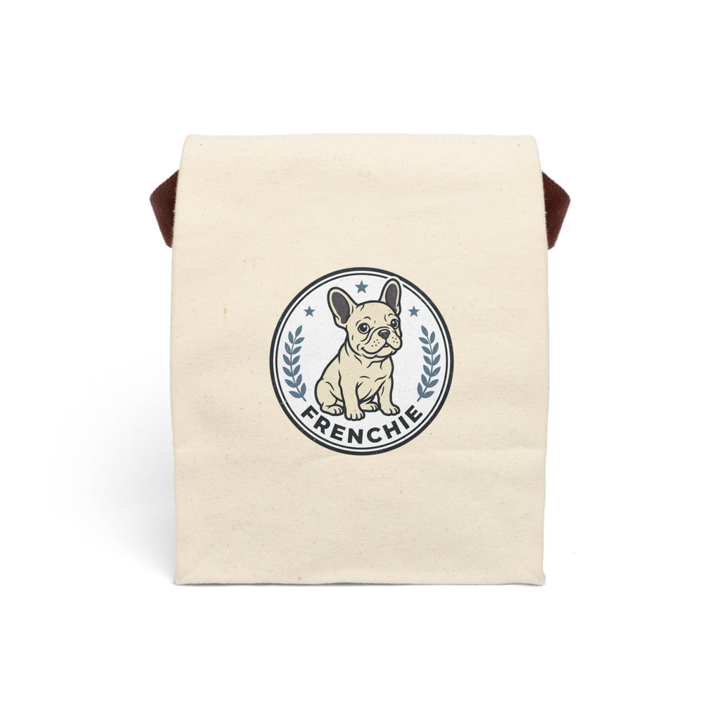 Frenchie Canvas Lunch Bag With Strap