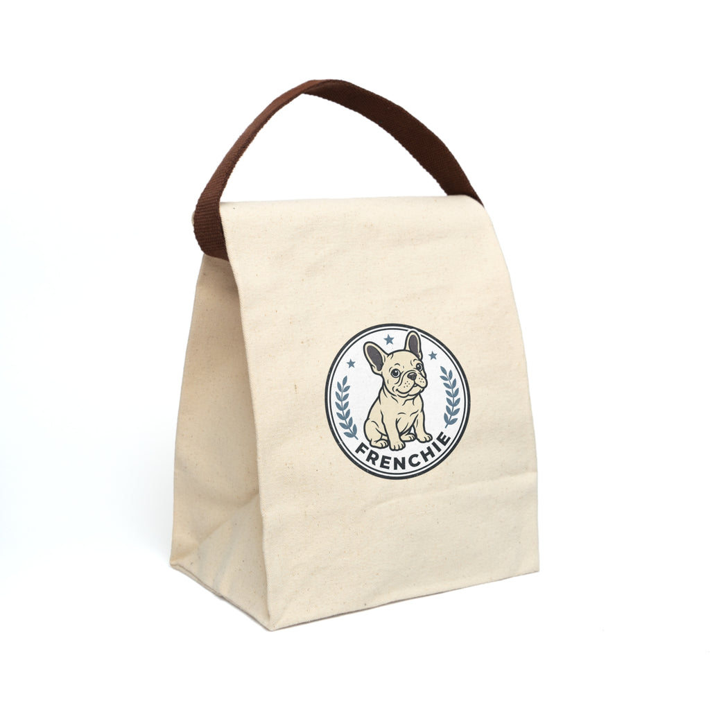 Frenchie Canvas Lunch Bag With Strap
