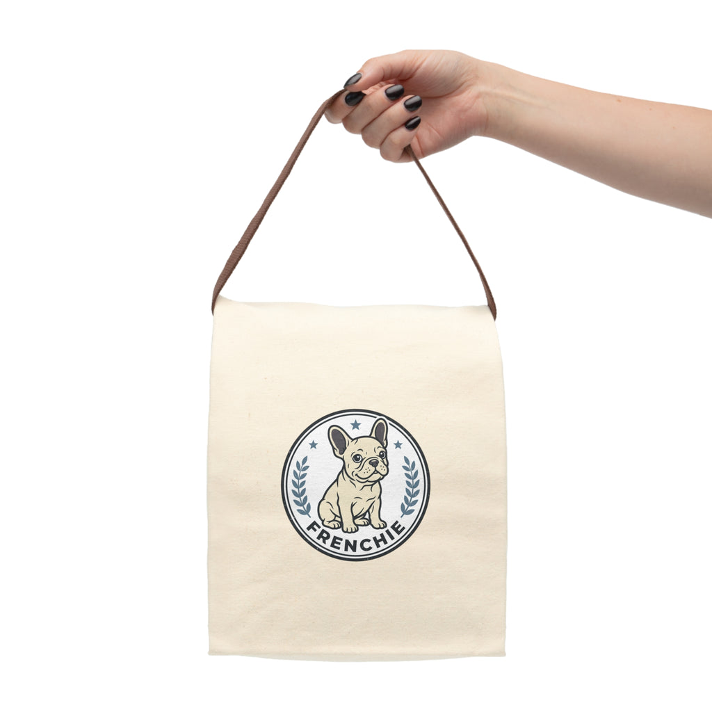 Frenchie Canvas Lunch Bag With Strap